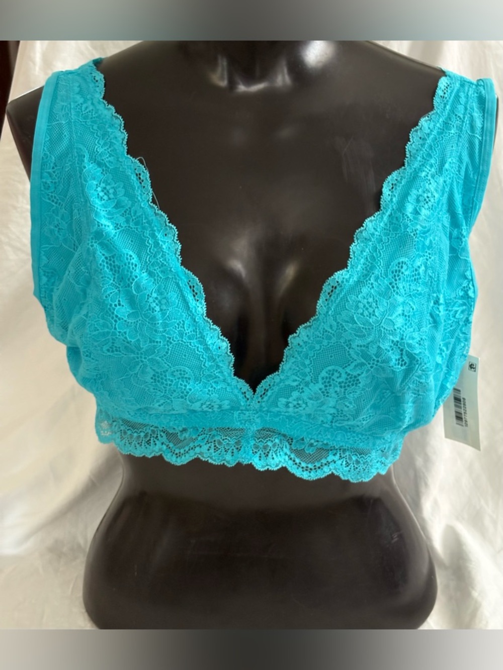 Ambrielle Plunge Bralette Wireless Suba Blue Lace  NWT SZ SM MED LG